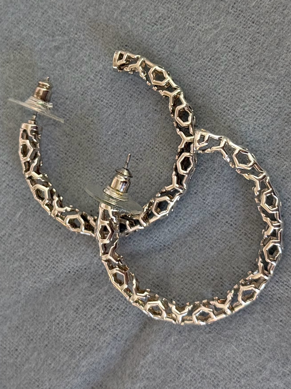 Kendra Scott  Silver Hoop Earrings - lattice cut work Women Jewelry